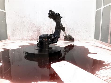 robot art piece hydraulic fluid|Cant Help Myself by Sun Yuan & Peng Yu